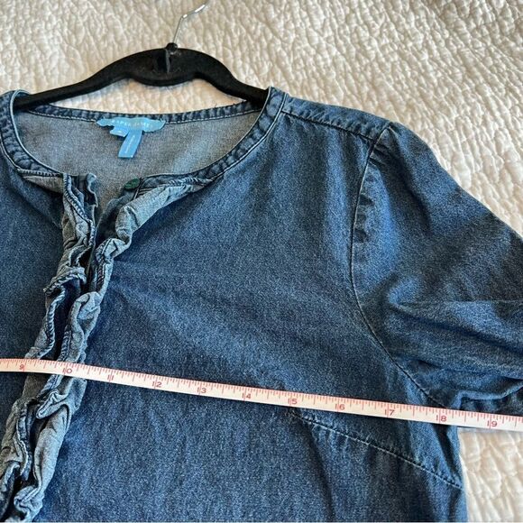 ✨ Draper James Embroidered Ruffle Chambray Denim Shift Dress 8 - Picture 12 of 13